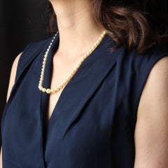 Collier de perles de culture françaises en or torsadé des années 1950