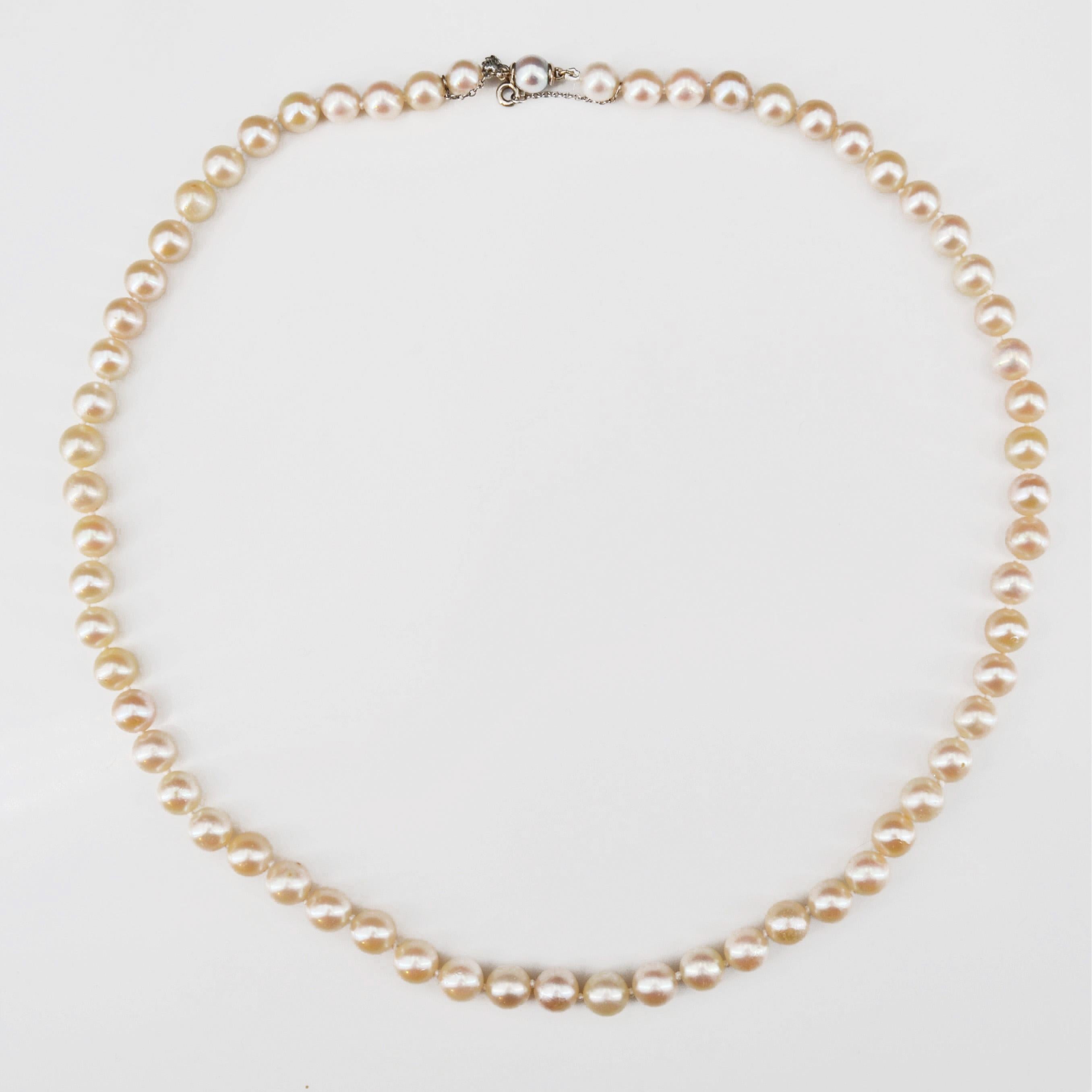 Rétro Collier ras du cou en perles de culture françaises des années 1950 en vente