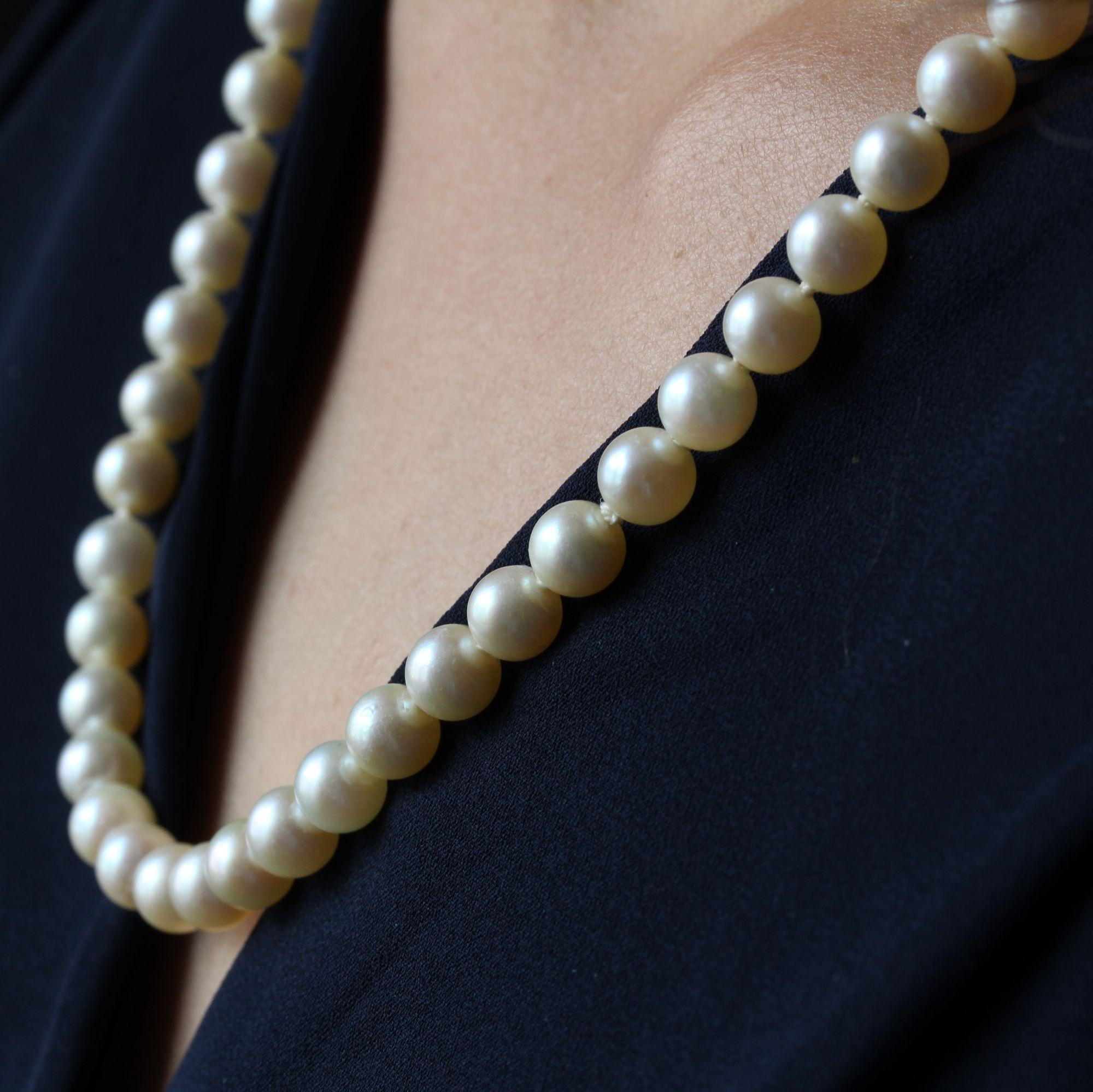 Collier ras du cou en perles de culture des années 1950 Bon état - En vente à Poitiers, FR