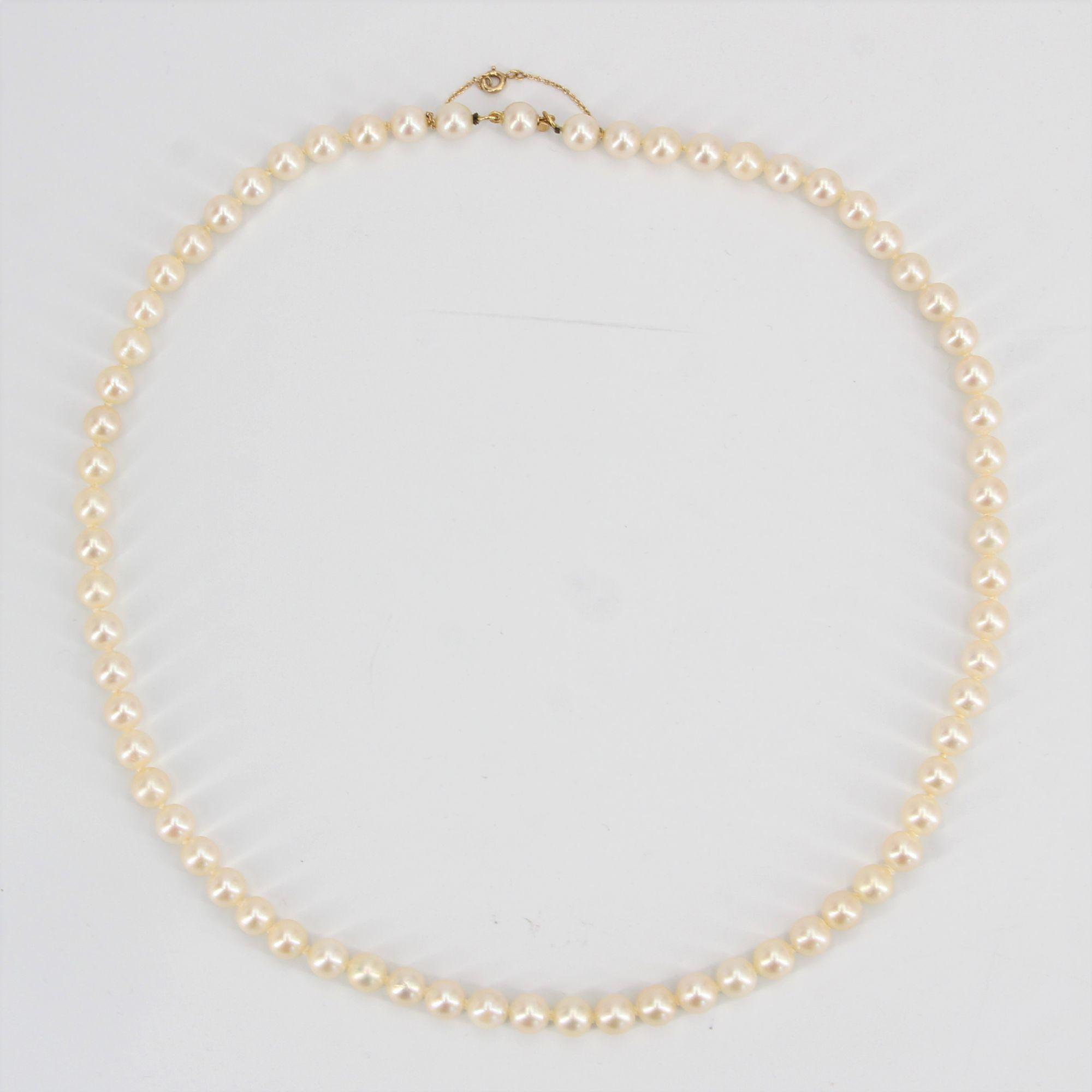 Retro French 1950s Cultured Pearl Choker Necklace For Sale