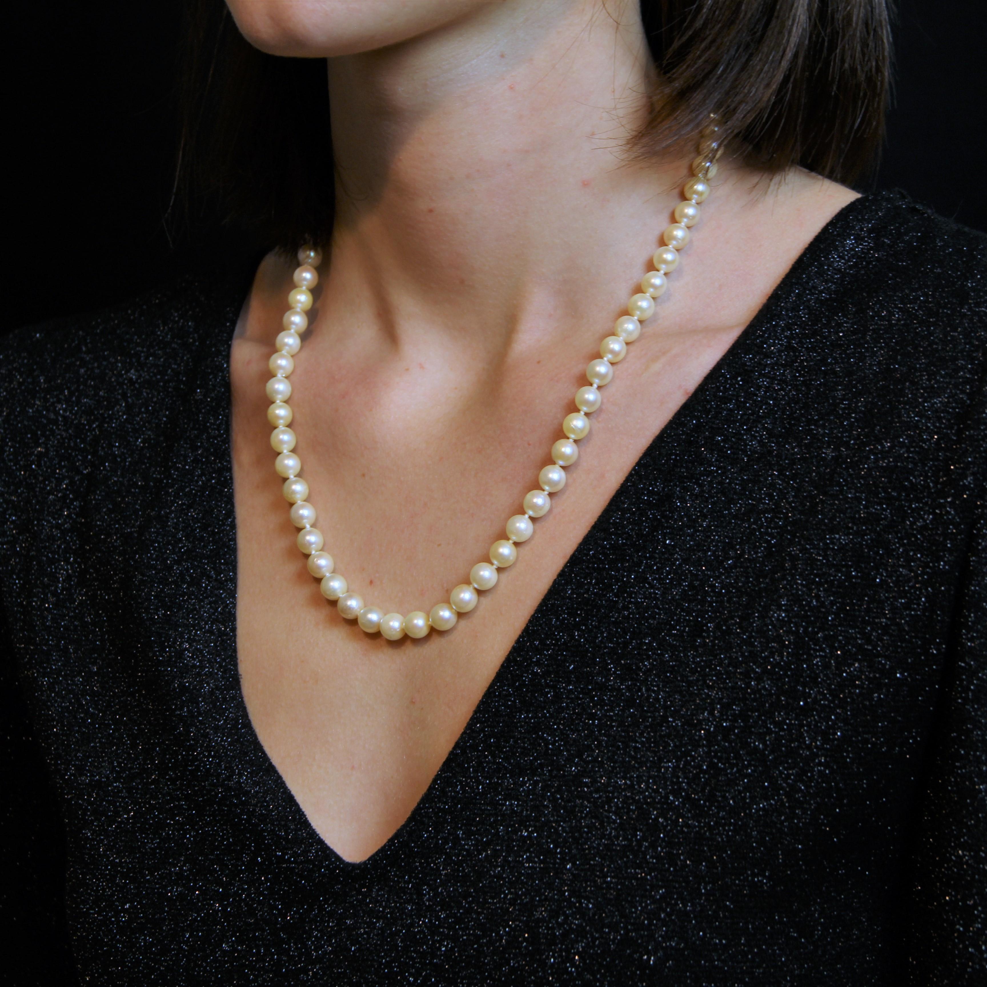 French 1950s Cultured Pearl Choker Necklace In Good Condition For Sale In Poitiers, FR