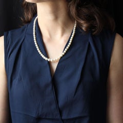 French 1950s Cultured Pearl Falling Necklace