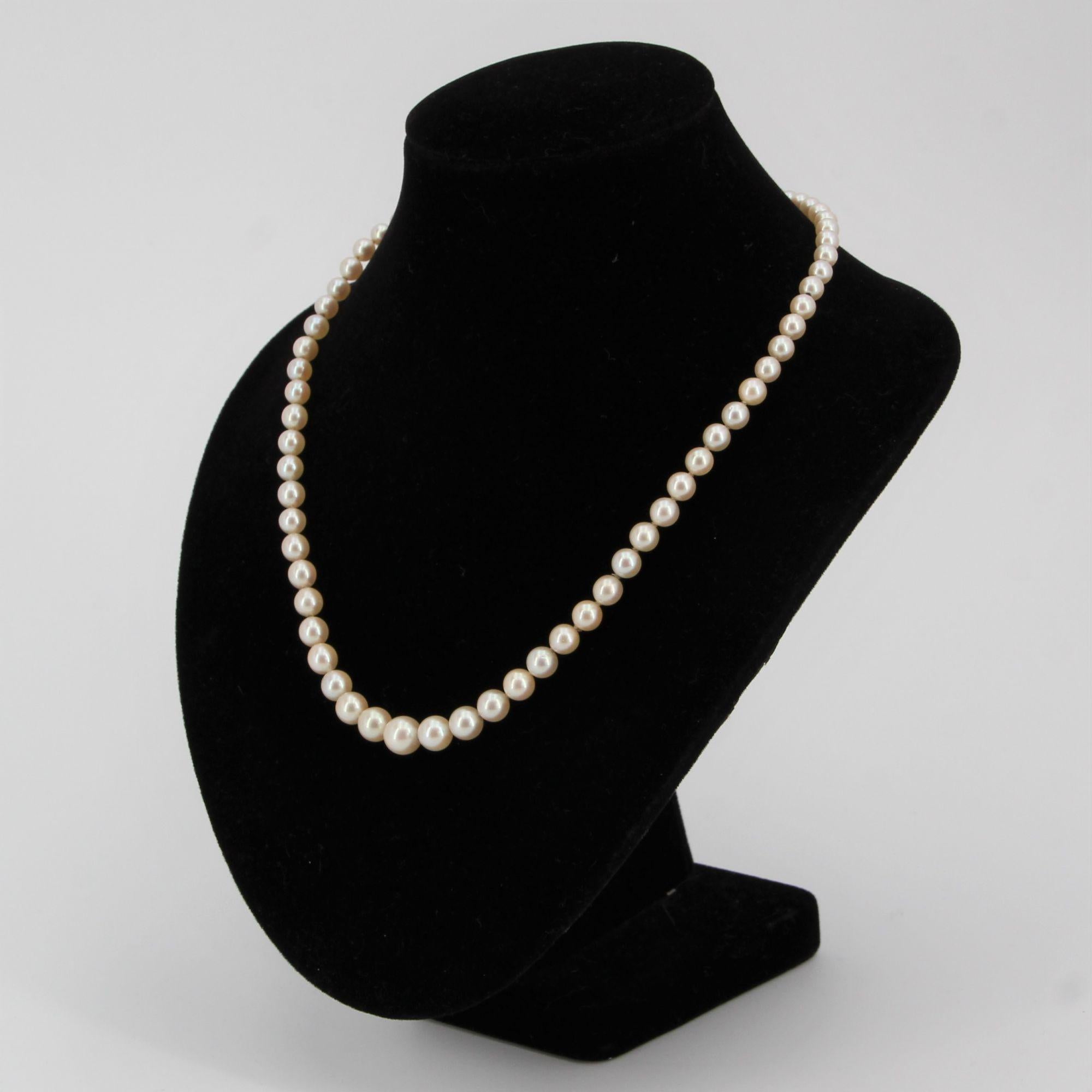 Perle Collier à chute de perles de culture des années 50 françaises en vente