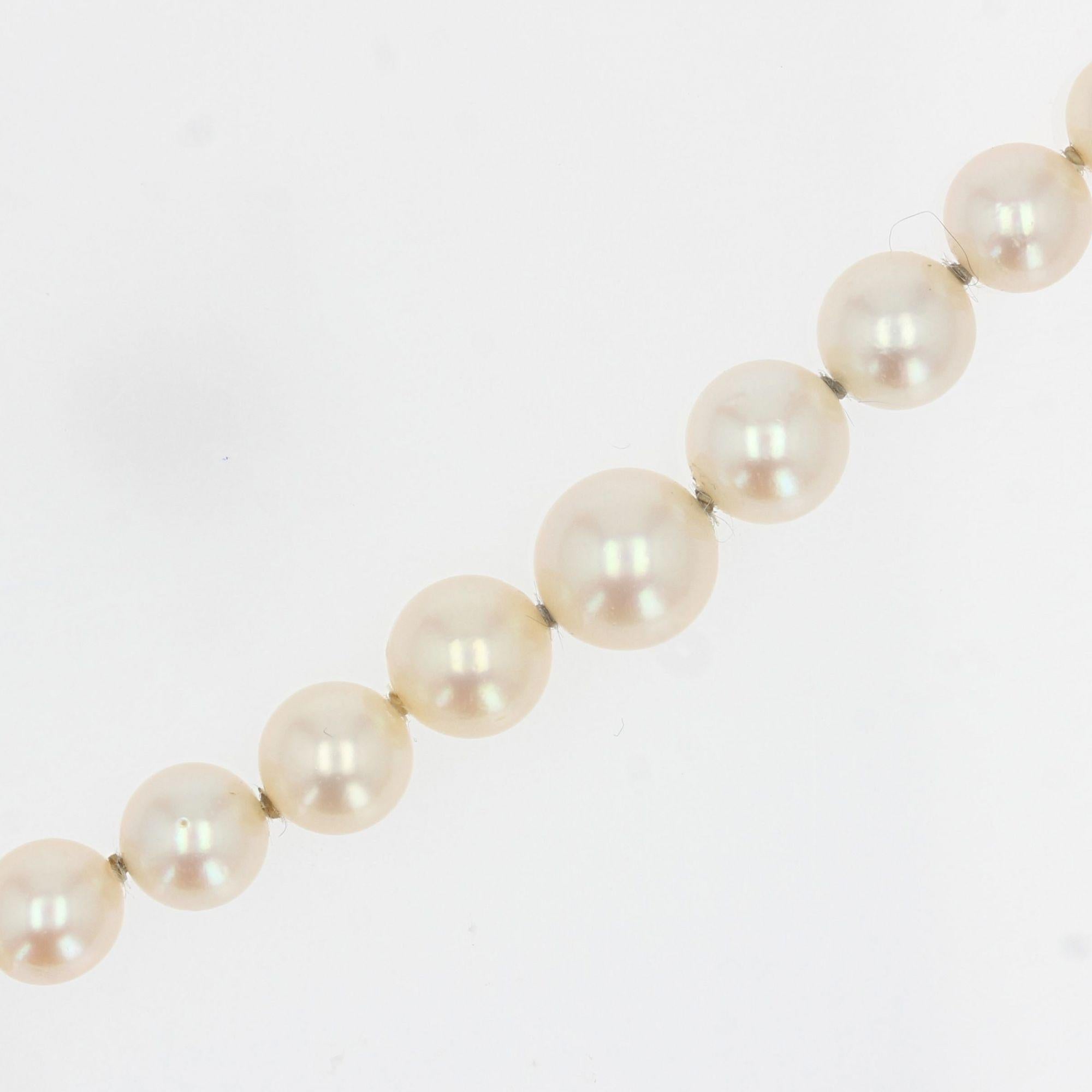 Bead French 1950s Cultured Pearl Falling Necklace For Sale