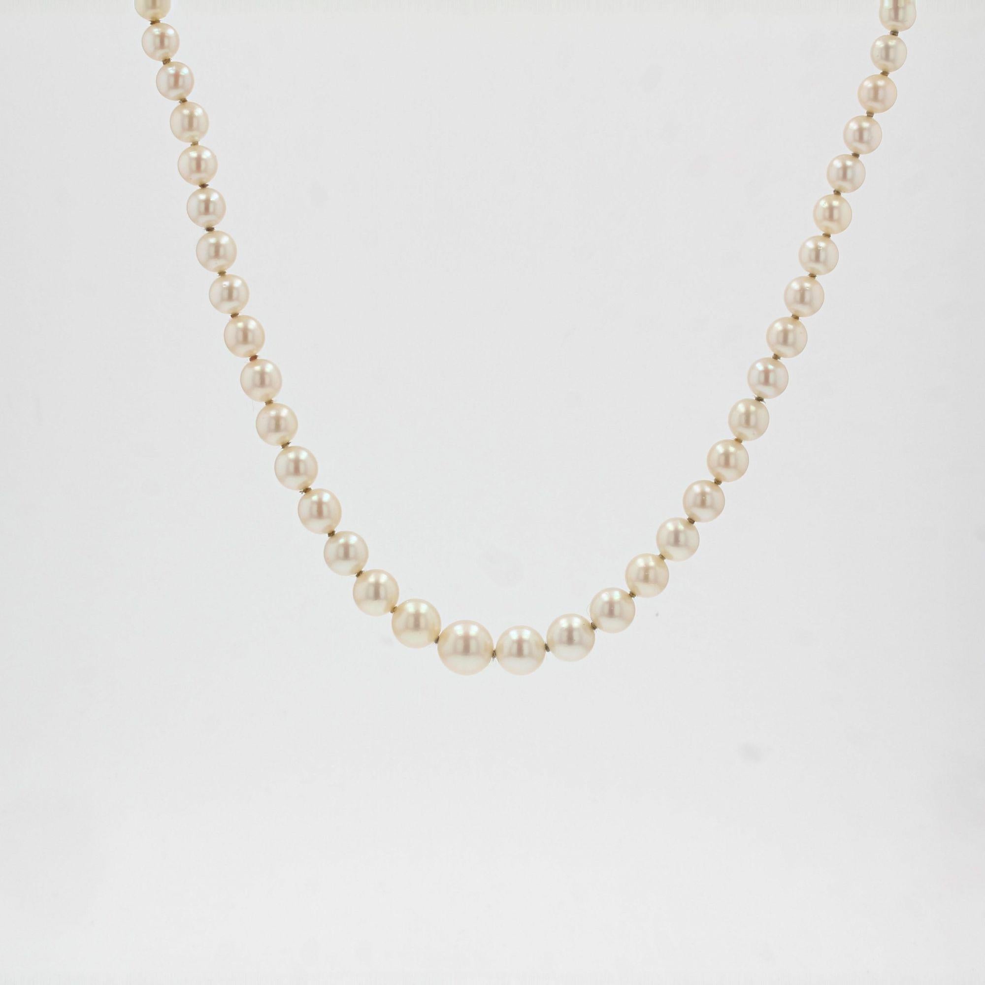 Women's French 1950s Cultured Pearl Falling Necklace For Sale