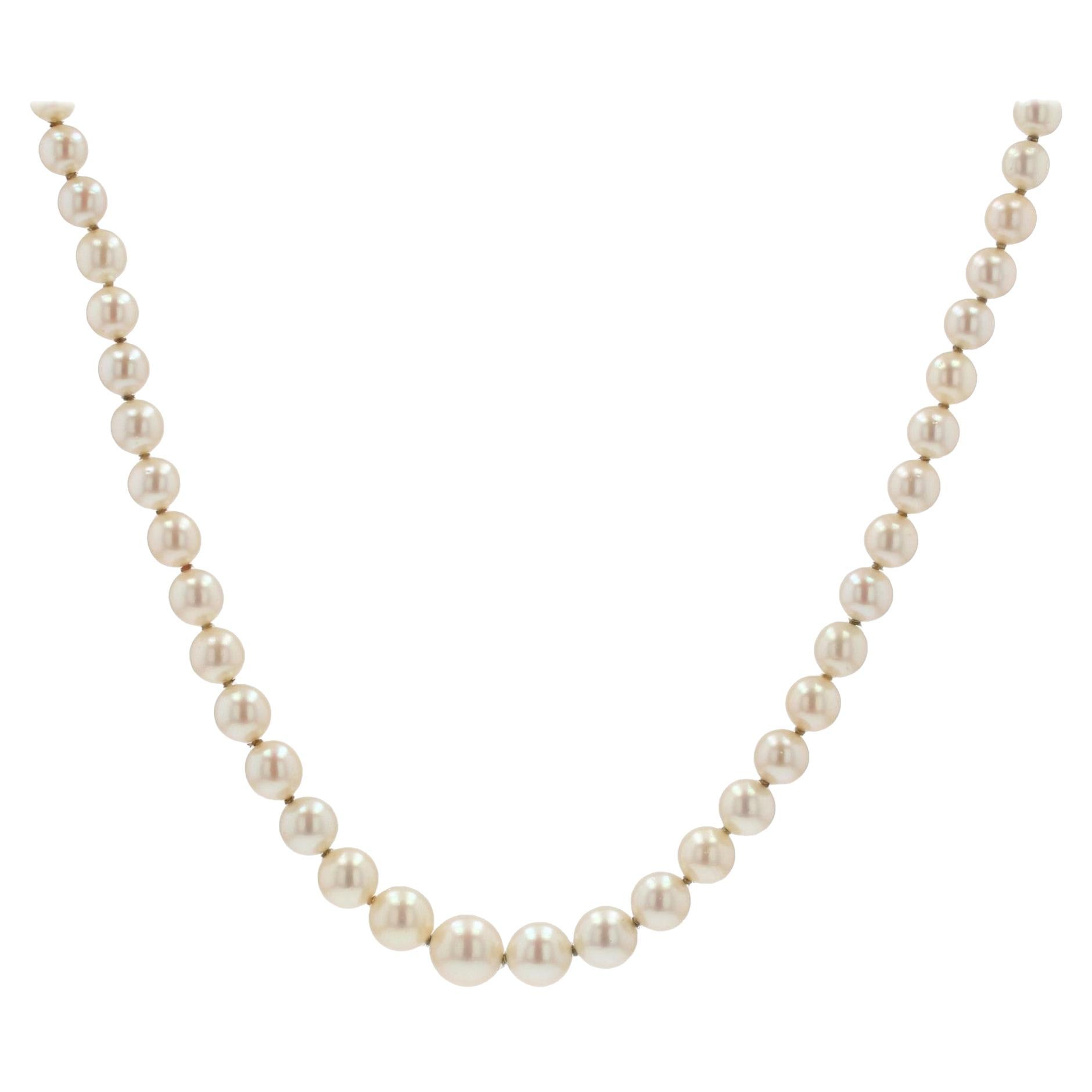 French 1950s Cultured Pearl Falling Necklace For Sale
