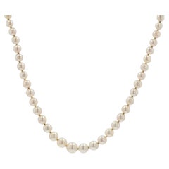 French 1950s Cultured Pearl Falling Necklace