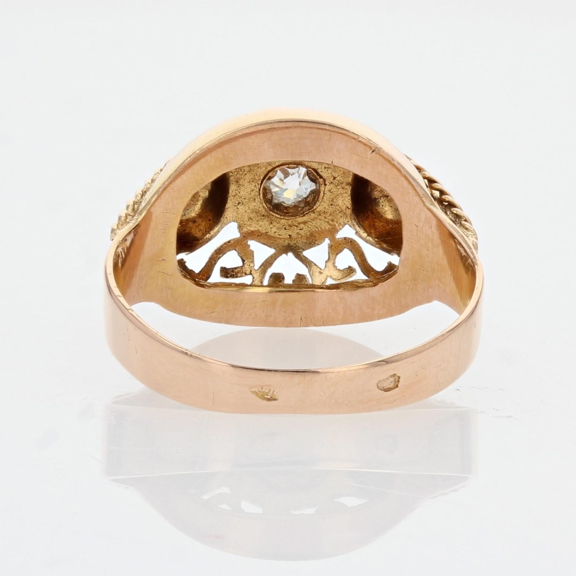 Anello retrò francese anni '50 con diamante in oro rosa 18 carati in vendita 7