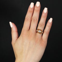 French 1950s Diamond 18 Karat Rose Gold Ring