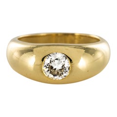 Vintage French 1950s Diamond 18 Karat Yellow Gold Bangle Ring