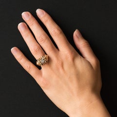 French 1950s Diamond 18 Karat Yellow Gold Retro Tank Ring
