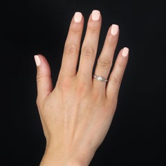 Französischer 1950er Diamant-Zuchtperlenring aus 18 Karat Weißgold
