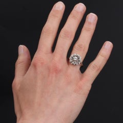 French 1950s Diamonds 18 Karat White Gold Cluster Ring
