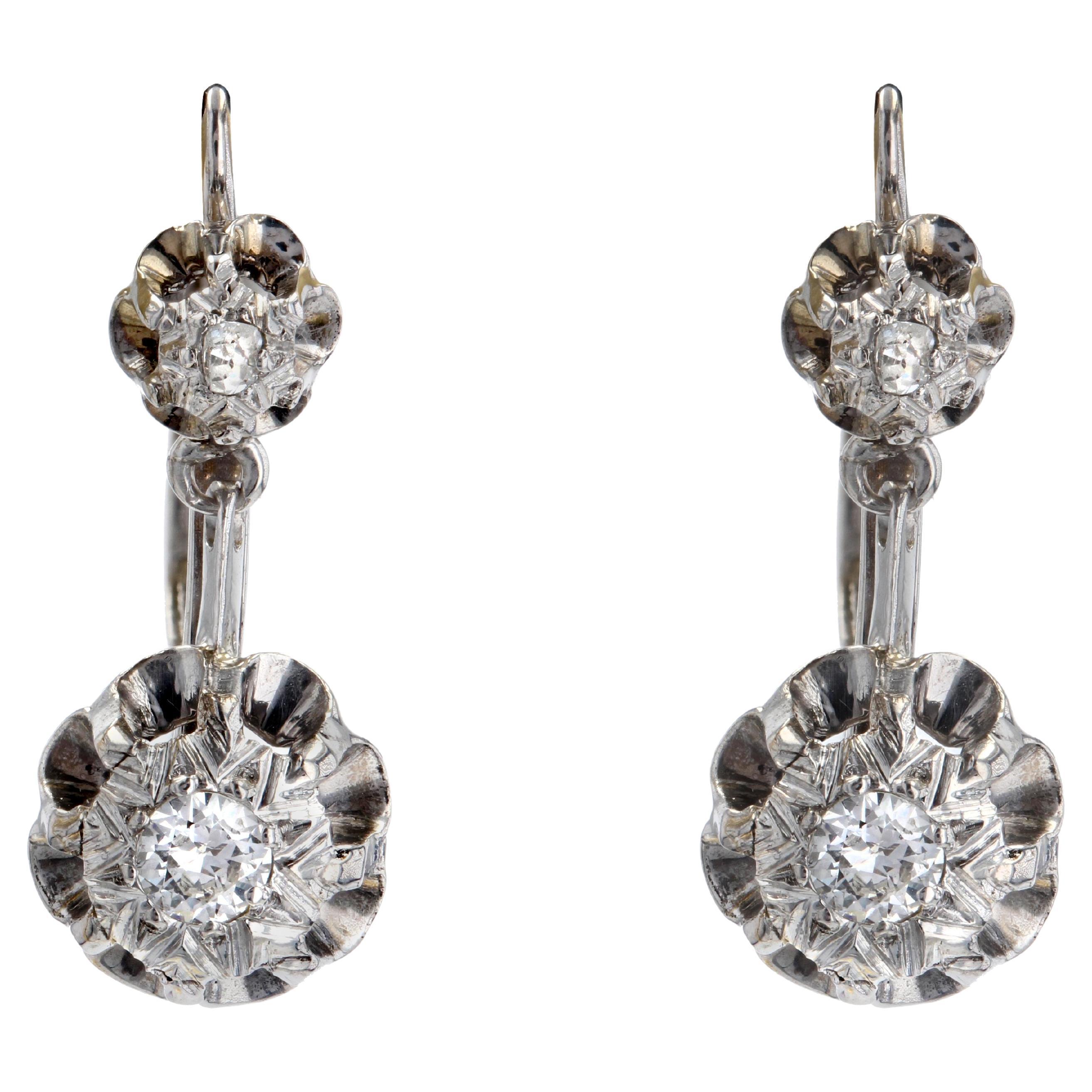 Orecchini Pendenti In Argento 925 Con Ambra Baltica Naturale | 24x14 Mm | Donne, Gancio Francese, Placcato Oro Bianco