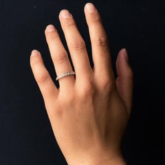 French 1950s Diamonds 18 Karat White Gold Wedding Ring
