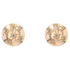 Retro French 1950s Diamonds 18 Karat Yellow Gold Dome Earrings