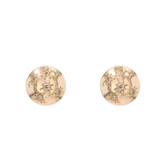 French 1950s Diamonds 18 Karat Yellow Gold Dome Earrings