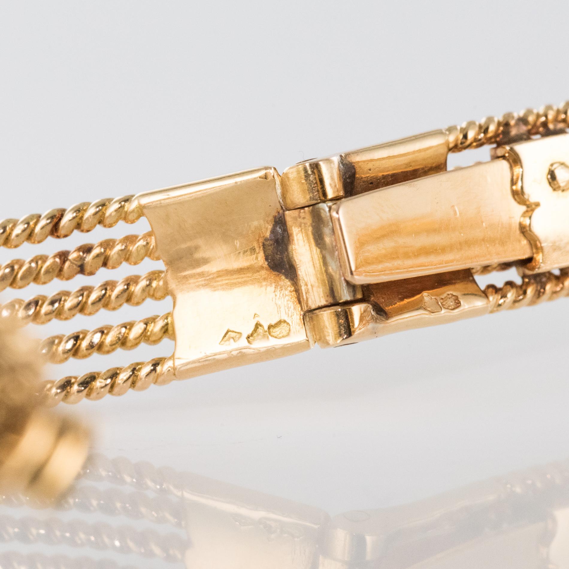 French 1950s Diamonds Platinum 18 Karat Yellow Gold Thread Bracelet For Sale 9