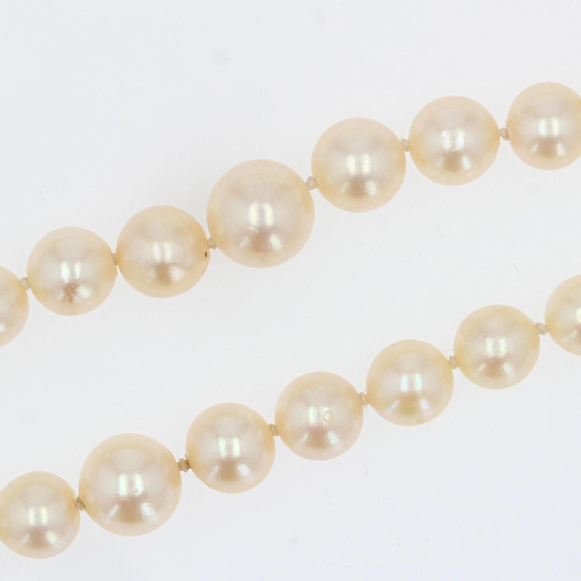 French Cut French 1950s Double Row Cultured Falling Pearl Necklace