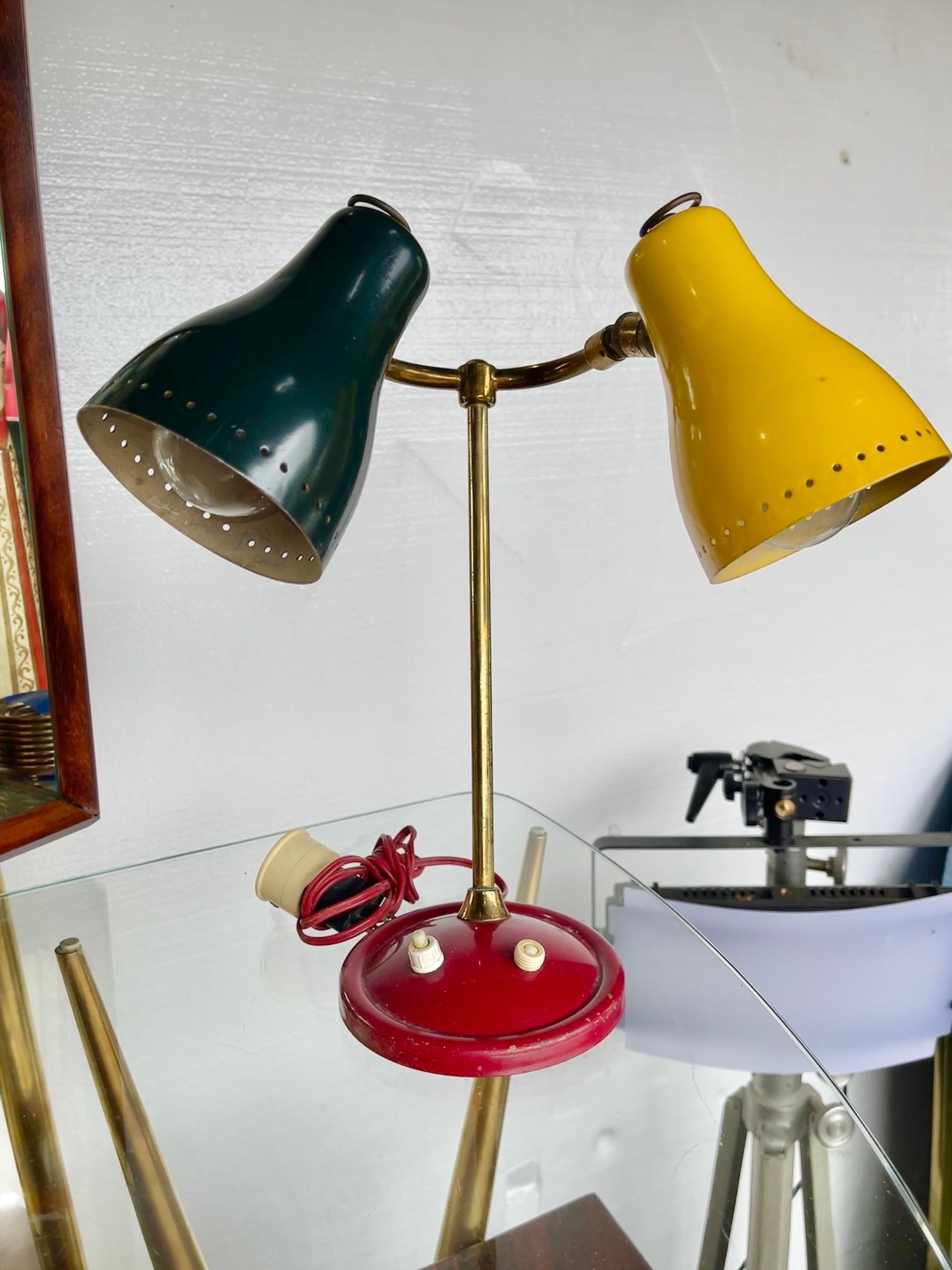 Lampe de bureau à deux têtes des années 50 en vente 11