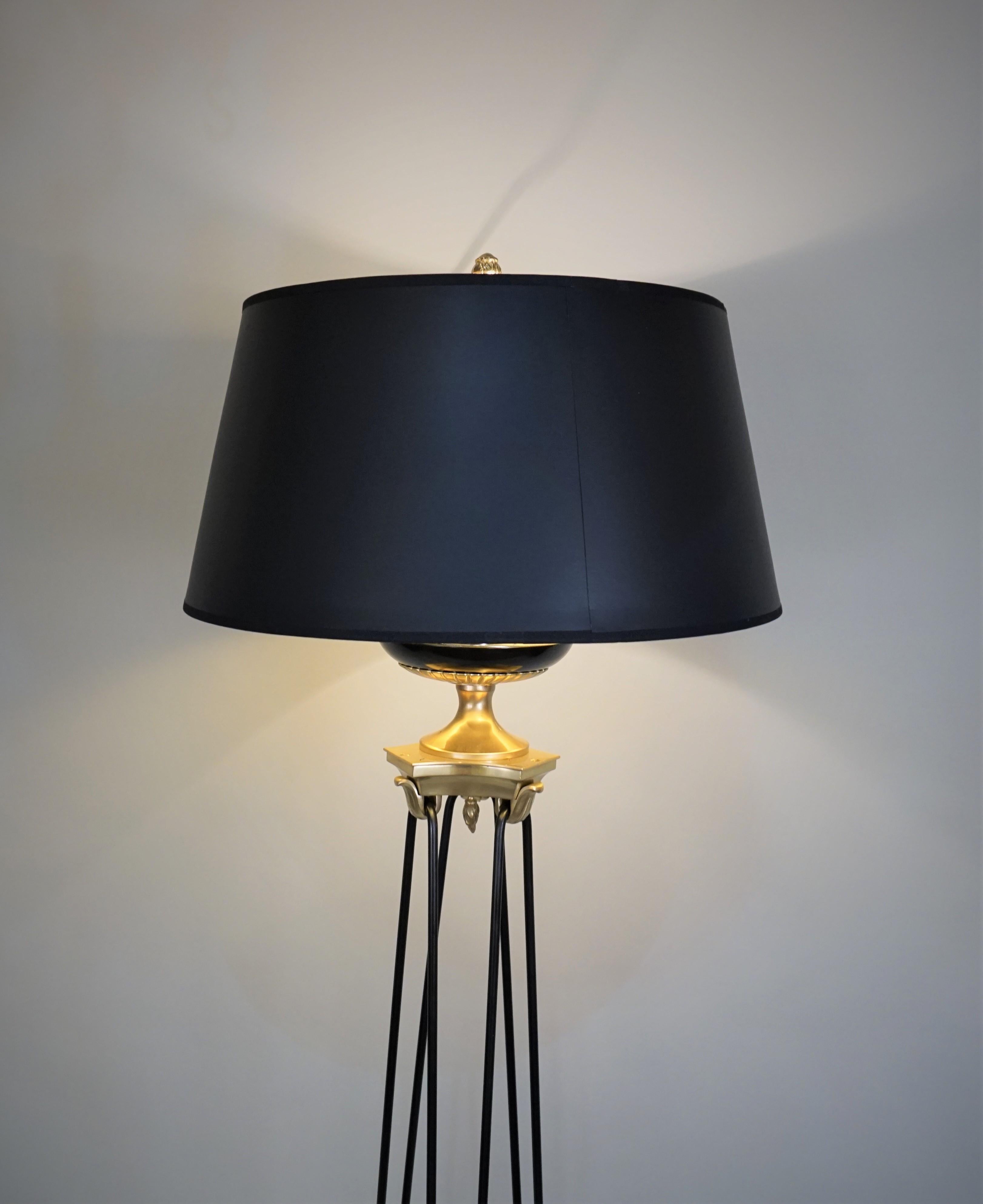 French 1950s Empire Style Bronze Floor Lamp In Good Condition In Fairfax, VA