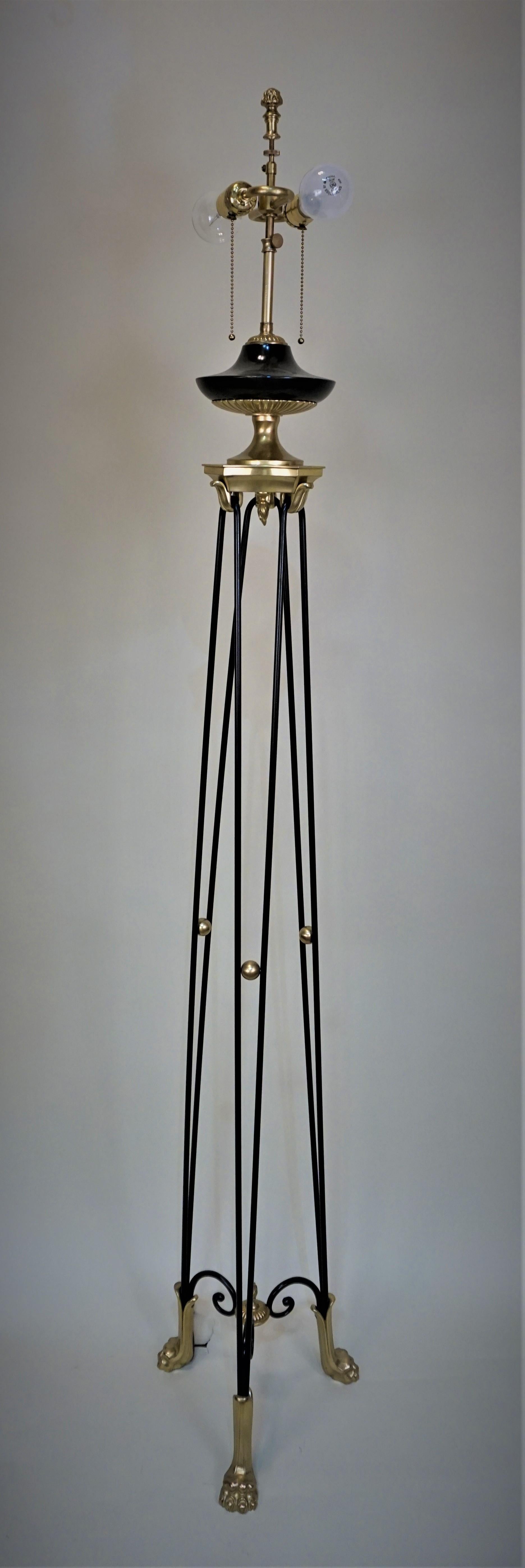 French 1950s Empire Style Bronze Floor Lamp 4