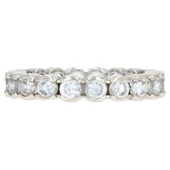 Retro French 1950s Eternity Diamonds 18 Karat White Gold Wedding Ring