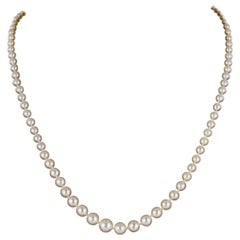 French 1950s Falling Cultured Pearl Necklace