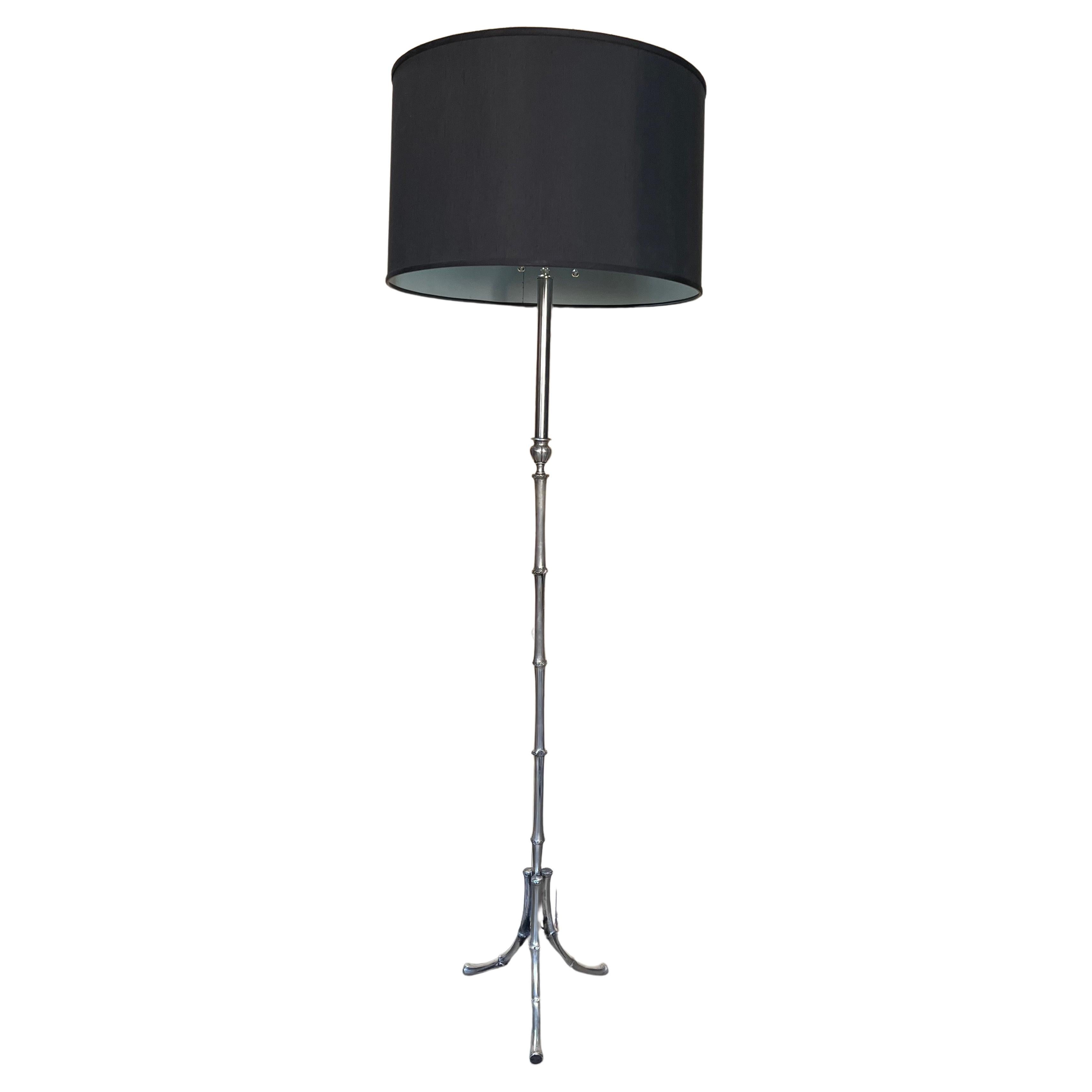 French 1950's Faux Bamboo Floor Lamp For Sale