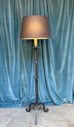 Französische 1950er Stehlampe aus poliertem Eisen