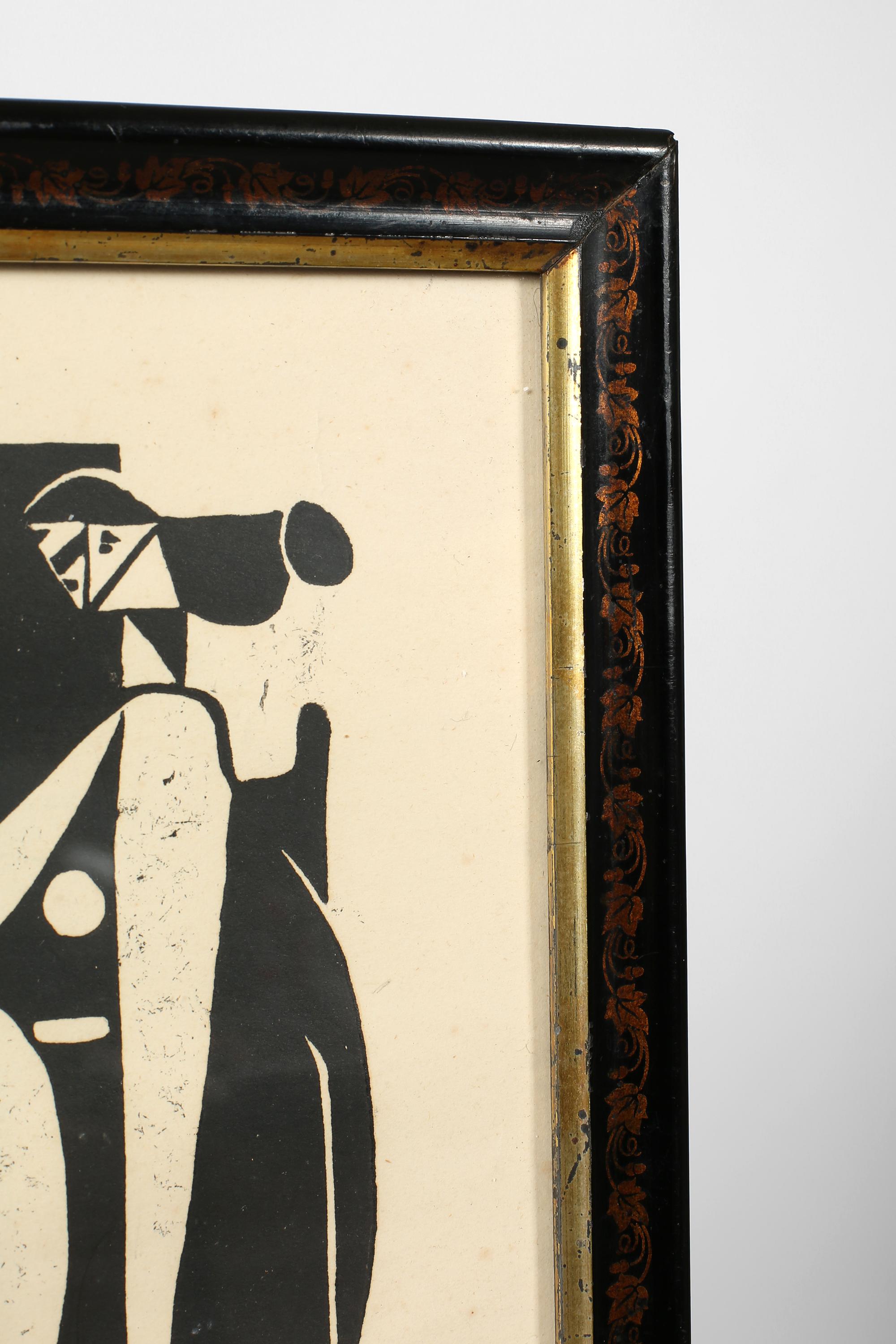 Paper French 1950s Framed Abstract Cubist Lithograph by Pierre Merlier