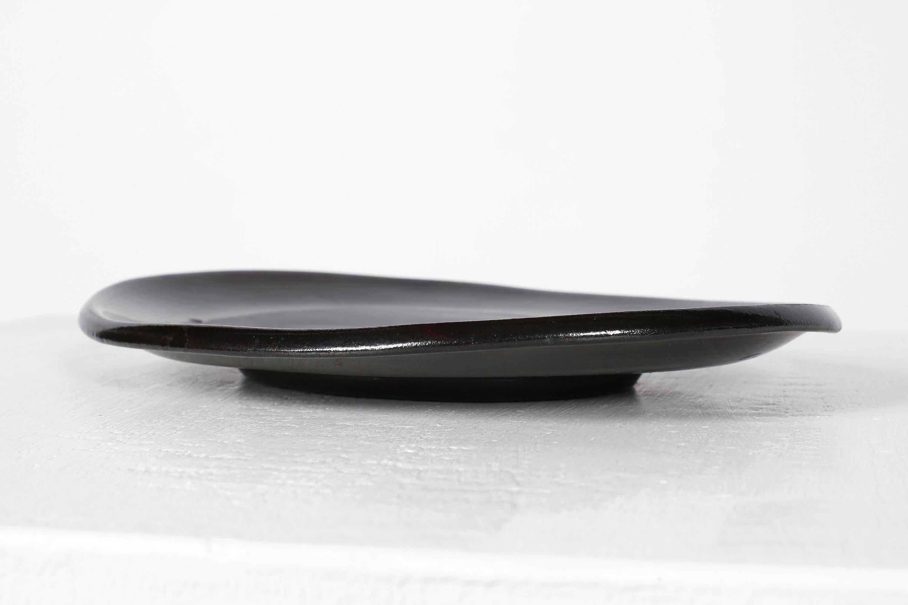 20th Century French 1950s Freeform Black Vide-Poche by Suzanne Ramié for Atelier Madoura For Sale