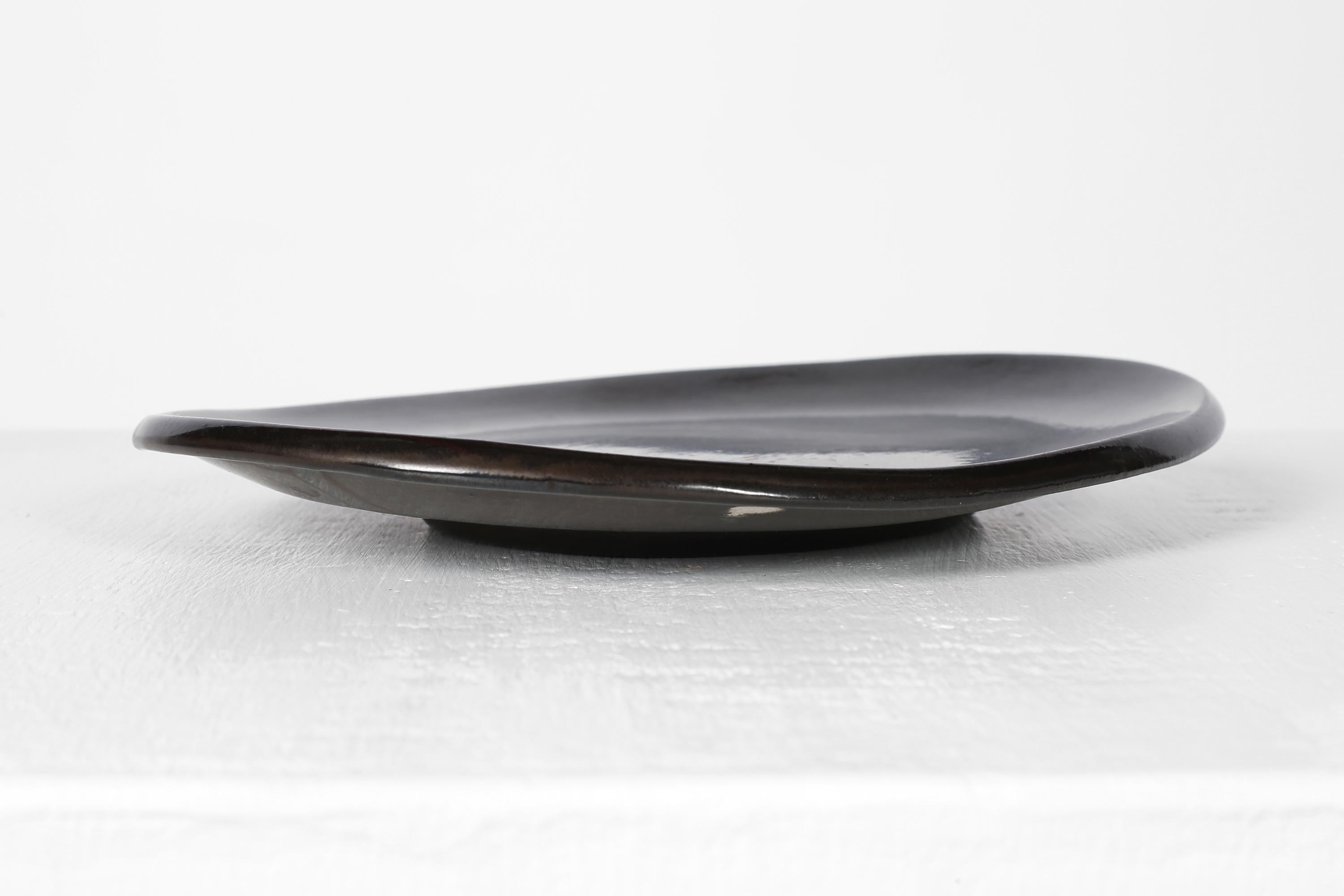French 1950s Freeform Black Vide-Poche by Suzanne Ramié for Atelier Madoura For Sale 2