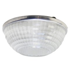 French 1950s Frosted Glass Flush Mount by Holophane, Paris