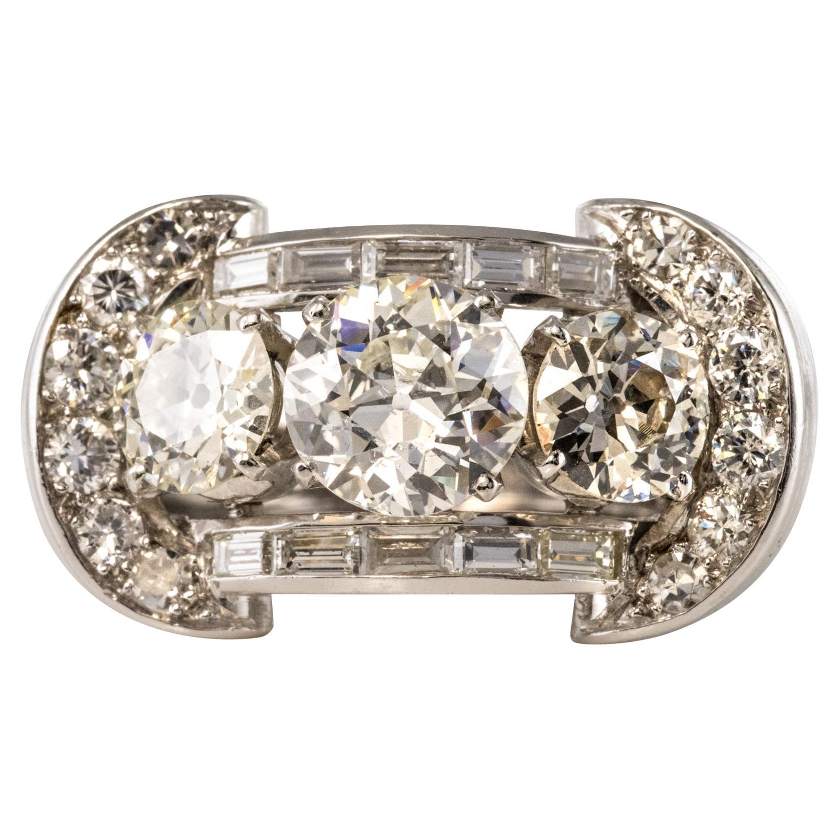 Bague Gaucherand 5,10 carats diamant or platine des années 1950