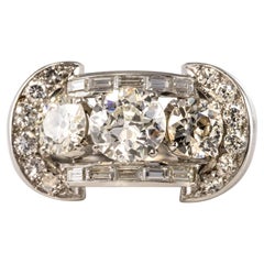 Bague Gaucherand 5,10 carats diamant or platine des années 1950