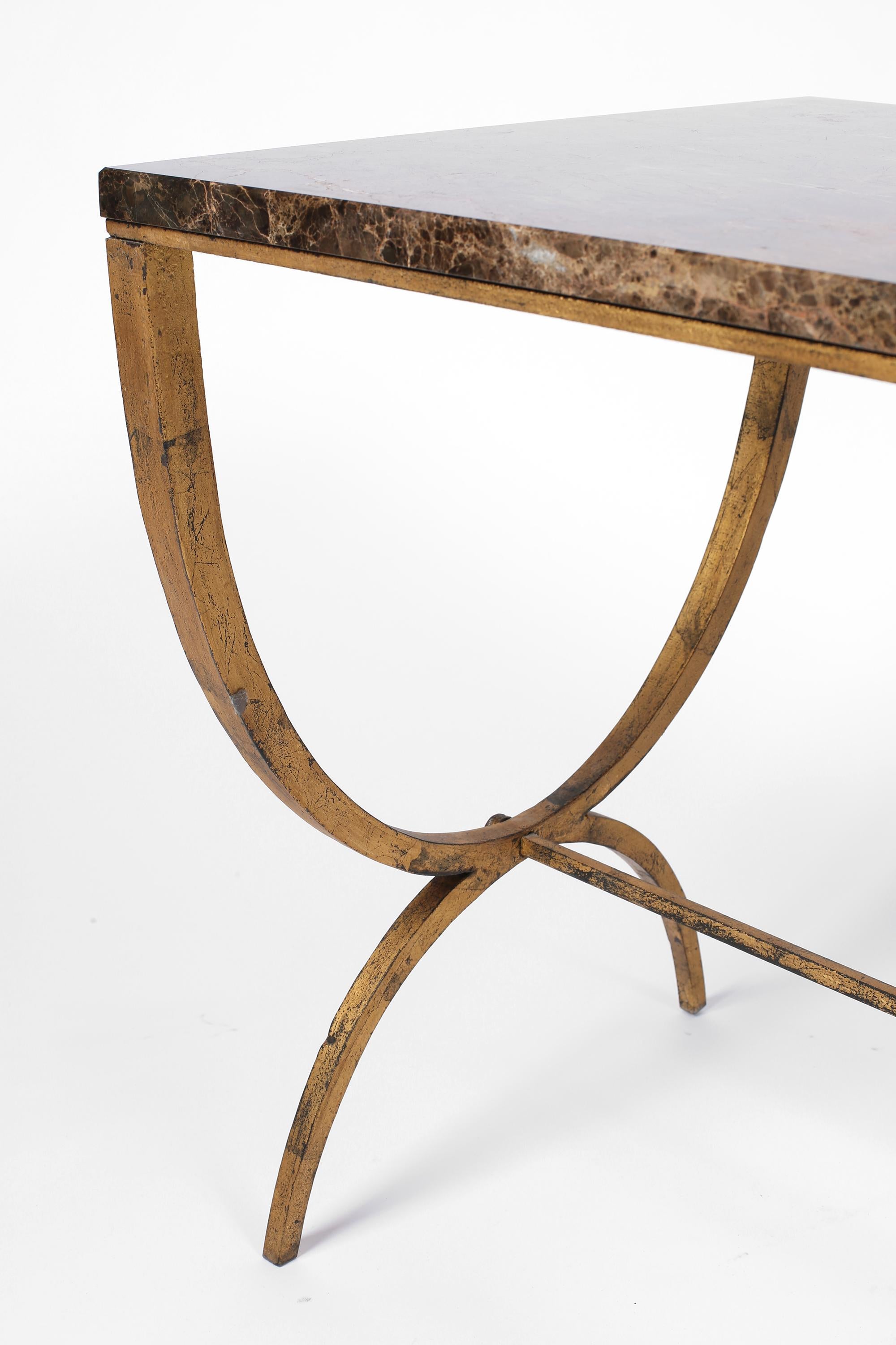 Table d'appoint en fer doré et marbre des années 1950 en vente 7