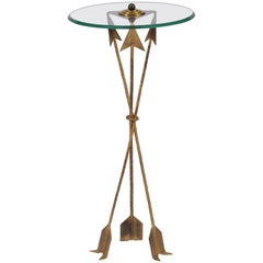 French 1950s Gilt Iron Side Table