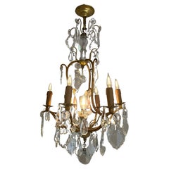 French 1950’s gilt metal and glass chandelier