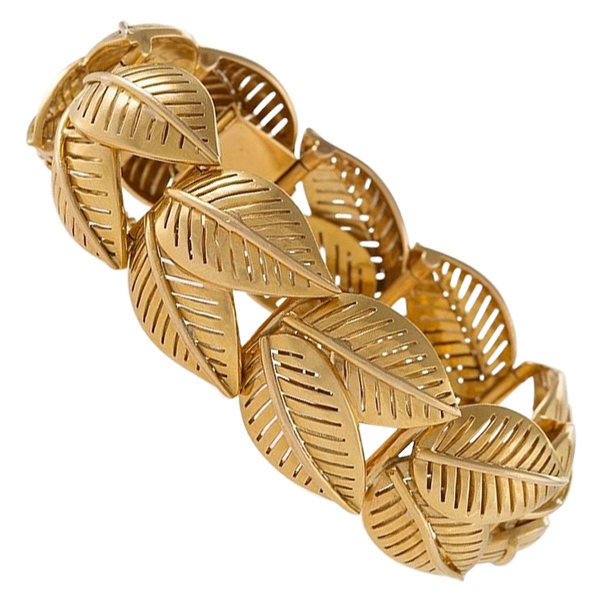 Bracelet à maillons en feuilles d'or 