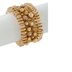 French, 1950s Gold, Platinum and Diamond Bracelet