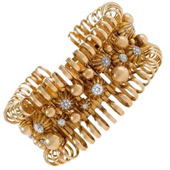 French, 1950s Gold, Platinum and Diamond Bracelet