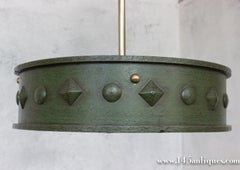 French 1950's Green Patinated Suspended Ceiling Fixture