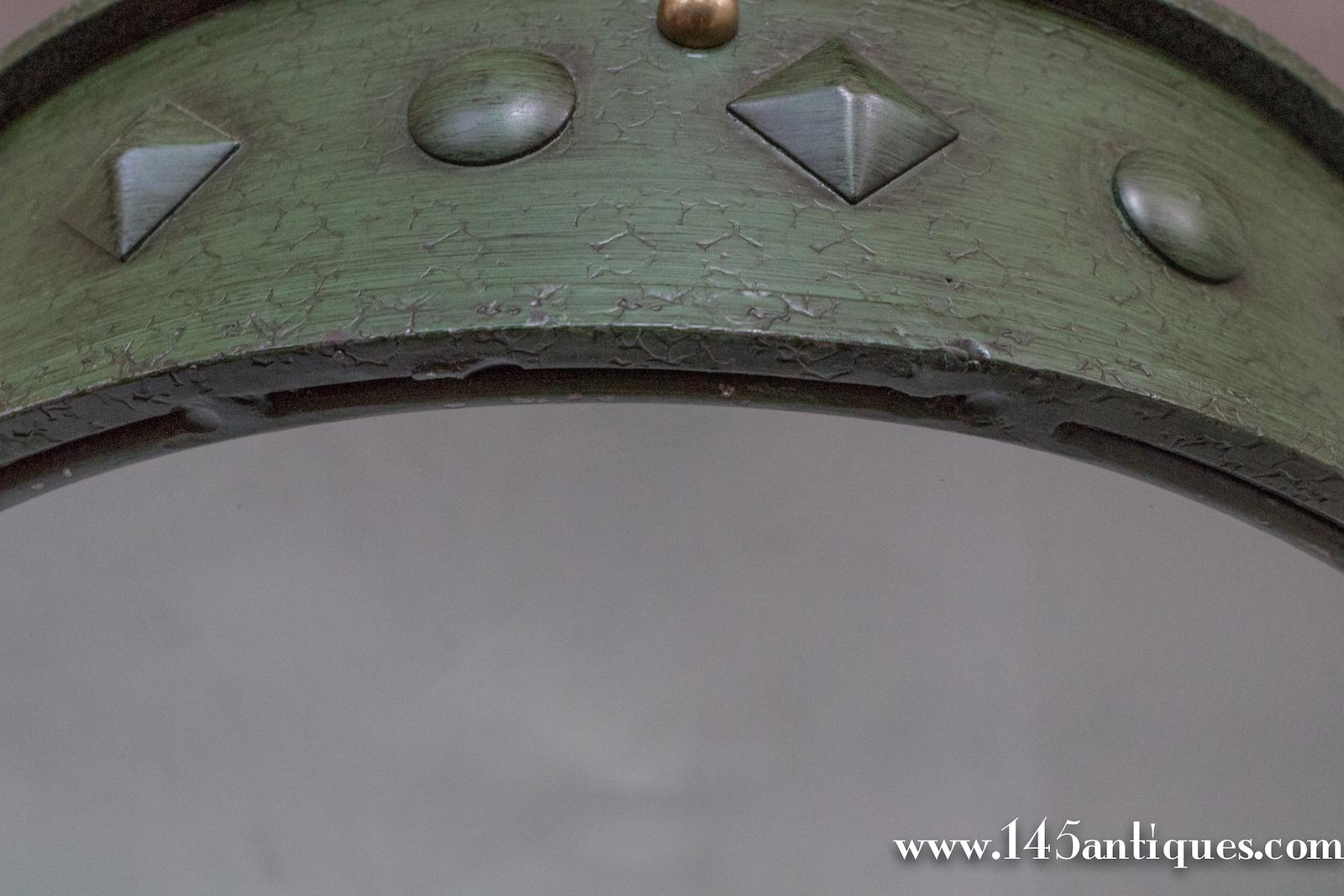 French 1950's Green Patinated Suspended Ceiling Fixture In Good Condition For Sale In Buchanan, NY