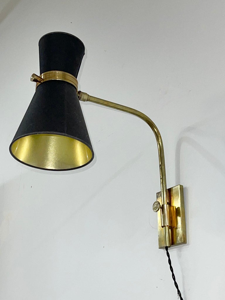 Mid-Century Modern French 1950's Height Adjustable Swing Arm Sconce by Lunel For Sale