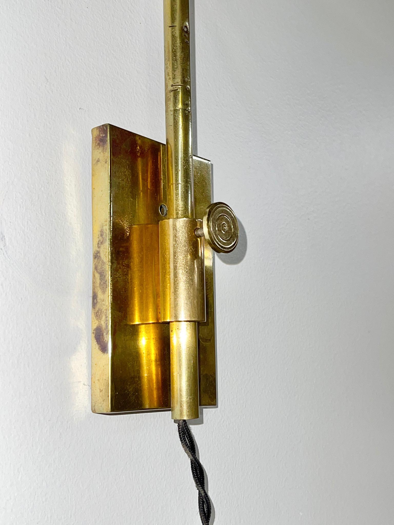 Mid-Century Modern French 1950's Height Adjustable Swing Arm Sconce by Lunel For Sale