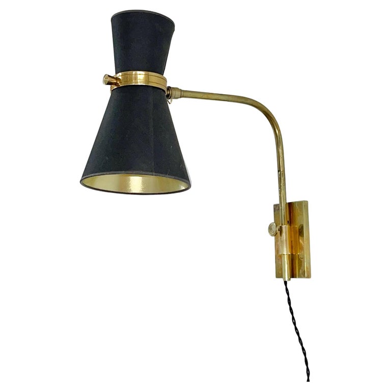 French 1950's Height Adjustable Swing Arm Sconce by Lunel For Sale