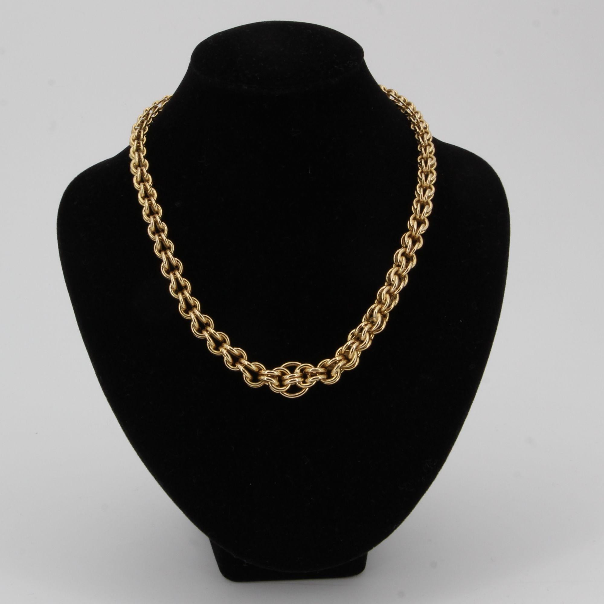Retro French 1950s Interlaced Links 18 Karat Yellow Gold Necklace