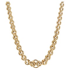 Vintage French 1950s Interlaced Links 18 Karat Yellow Gold Necklace