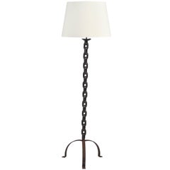 French 1950s Iron Chain Floor Lamp